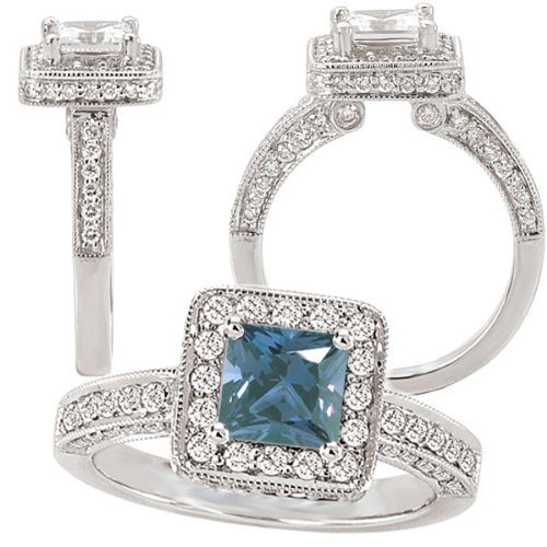 18k Chatham 5.5mm princess cut alexandrite engagement