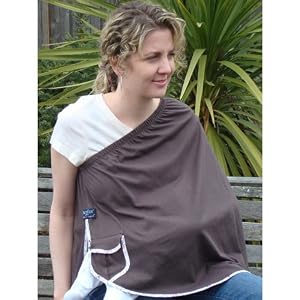 ORGANIC NursEase Breastfeeding Shawl- Organic Medium Brown with Floral Trim