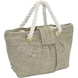 Murval Sand Jute Small Pleated Clutch w/ Rope Detail