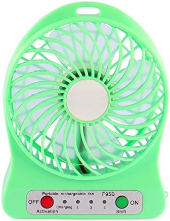 CrazyB 4 Inch Vanes Portable USB Handheld Rechargeable Battery Powered Desktop Fan with 3-level Speed for Outdoor, Hiking, Fishing, Camping, Picnic, Baby Stroller, BBQ and Indoor (Green)