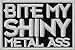 Bite My Shiny Metal A Iron On Applique Patch - Black, Light Gray - 3