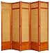 Folding Office Partition - 7ft. Jute Fiber Japanese Floor Screen Room Divider - 5 Panel Honey