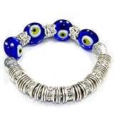 Evil Eye Glass Beads Bracelet with Rhinestone Spacers [Jewelry]