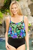 Longitude® Blue Plus Size Kabuki Blouson Swimsuit - Plus Size Swimwear Plus Size Swimsuit