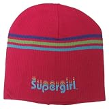Supergirl Juniors Pink Stripe Knit Beanie Hat