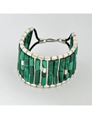 925 Sterling Silver Malachite Gemstone Beads Handmade Female Bracelet Jewelry