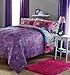 YZ Adorable 3pc Girl Pink Purple Peace Sign Princess Leopard Puppy Kitten Full Queen Comforter Set