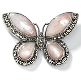 Pink Shell/Marcasite Butterfly Pin