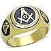 Mai Jewelry Shop Men's Stoneless Goldtone Stainless Steel Masonic Ring
