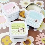 Baby Keepsake: Baby Animals Personalized Square Candle Tins (Set of 24)
