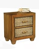 Cabana Banana Nightstand with Handwoven Banana Leaves - Honey Oak