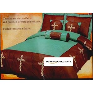 Western Bedding Turquoise Cross 7 Piece King