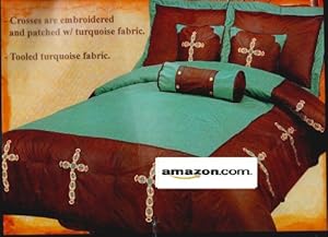 Western Bedding Turquoise Cross 5 Piece Twin