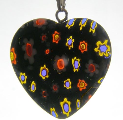 Universal Glass Black Millefiori Heart Charm