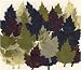 Decorative Die Cut Paper Accents- Pack of 20 Blue Aubergine Green and Natural Maple Leaves