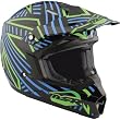 MSR Racing Assault Youth Boys Dirt Bike Motorcycle Helmet - Black/Cyan/Green