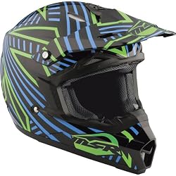MSR Racing Assault Youth Boys Dirt Bike Motorcycle Helmet - Black/Cyan/Green