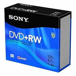 Sony 10DPW47R2 4X 4.7 GB DVD+RW Discs (10-Pack)