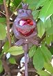 Cast Iron Frog Garden Stake with Red Suncatcher Gazing Globe