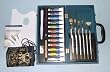 Paint Set with 12 Acrylic Paints and Brushes in Wood Box