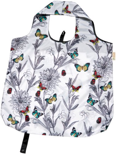 b.b.begonia Yin and Yang Reusable Shopping Bag, Butterfly and Floral Motif