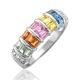 14k White Gold Sapphire Gem Diamond Ring/ Band, Size 7, TW: 1.53 carat
