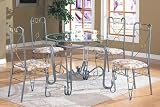 BEAUTIFUL 40'' DIA GLASS ROUND DINING SET W/ 4 CHAIRS