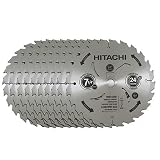 Hitachi 725212B10 7-1/4-Inch 24 Tooth ATB Ripping and Framing Saw Blade with 5/8-Inch and Diamond Knockout Arbor, 10 Pack