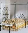 Black "Sunburst" Design QUEEN SIZE CANOPY BED Headboard Footboard Canopy