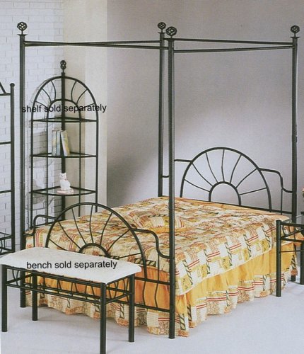 Black Sunburst Design FULL SIZE CANOPY BED Headboard Footboard and Canopy