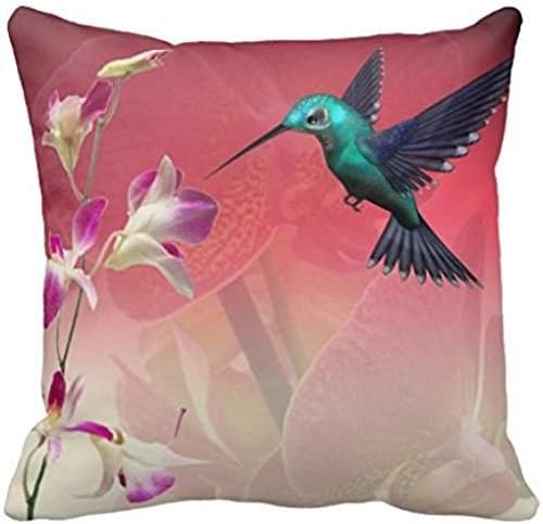 Hummingbird Orchid Flowers Pillow Case