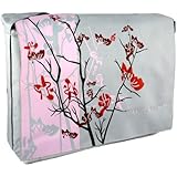 Pink Sparse Floral 15.4 inch Laptop Padded Compartment Shoulder Messenger Bag for K-Cliffs Lifestyle