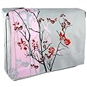 Pink Sparse Floral 15.4 inch Laptop Padded Compartment Shoulder Messenger Bag for K-Cliffs Lifestyle