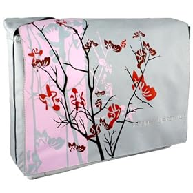 Pink Sparse Floral 15.4 inch Laptop Padded Compartment Shoulder Messenger Bag for K-Cliffs Lifestyle