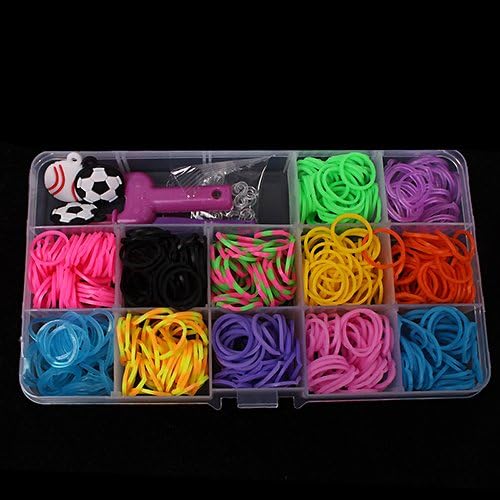 Cool Kids Top Baby Toys Fashion Loom Set 12 Color Rubber Bands,1 Package Clips , 2Hook,1 Looms ,3pcs Pendant Educational Learning Toys For Both Children and Adult