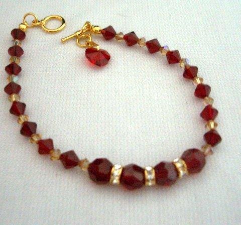 Genuine Swarovski Siam Red Crystal Heart Pendant Necklace & Bracelet (BRAND NEW)