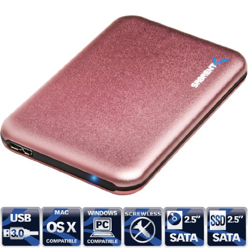 Sabrent Ultra Slim USB 3.0 To 2.5-Inch Sata Aluminum Screwless Hard Drive Enclosure Pink (EC-RDRD)