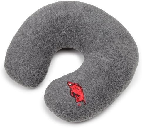 NCAA Arkansas Razorbacks Embroidered U-Shaped Fleece Travel Neck Pillow, Charcoal