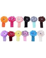 Bundle Monster Daisy Flower Clip Crocheted Baby Headbands Hair Clips  12 sets of 2
