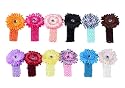 Bundle Monster 24-Piece Daisy Flower Clip Crocheted Baby Headbands / Hair Clips Mixed Color Lot for Girls - Fits 0 to 5yrs Toddler