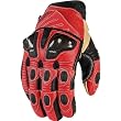 Icon Overlord Short Men's Leather Sportsbike Motorcycle Gloves - Red