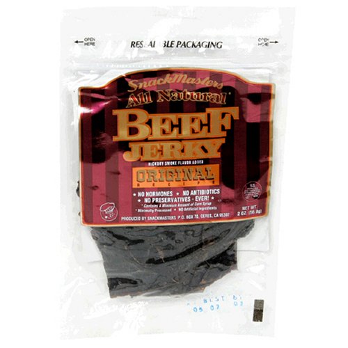 SnackMasters Certified All Natural Gourmet Beef Jerky, Original, 2-Ounce Packages (Pack of 8)