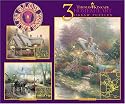 Thomas Kinkade 3 in 1 Glow in the Dark Jigsaw Puzzles: McKenna's Cottage, Sunday Outing, Lamplight Bridge
