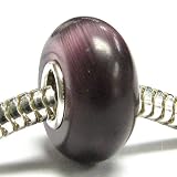 Sterling Silver ROUND Amethyst CAT EYE Opal Bead for Pandora European Charm Bracelets