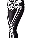Ensasa Women's Fashion Digital Print Black White Skeleton Spandex Leggings (One Size)