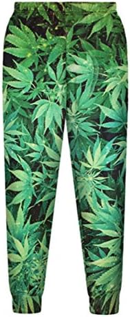 Women Joggers Pants 3D bamboo leaf Fashion Gym Running Winter Sweat Pants (S)