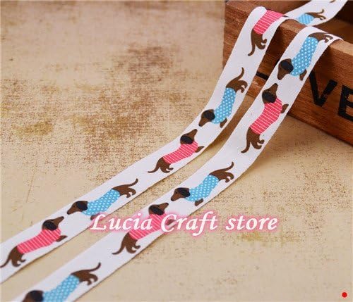 2*5yards/lot 5/8" 16mm "Dog" Design Printed Cotton Ribbon Handmade Materials DIY Sewing &amp; Packing Accessories