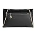b.m.c BMC Large Black Faux Suede Gold Metal Chain Accent Envelope Style Clutch Handbag