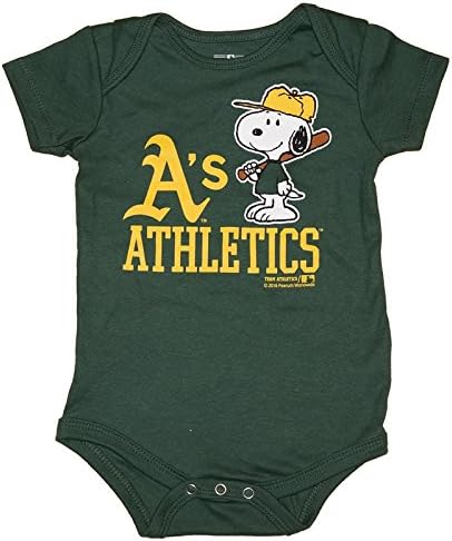 Oakland Athletics MLB Snoopy Peanuts Infant Creeper Onesie - 3/6 Months