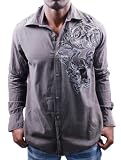XTREME COUTURE MMA UFC Vinland Skull Woven Mens Shirt Gray Size L